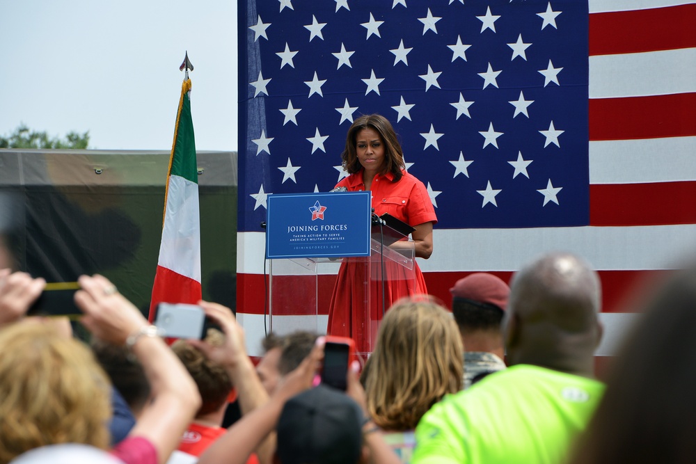 First lady Michelle Obama visits the US community in Vicenza, Italy