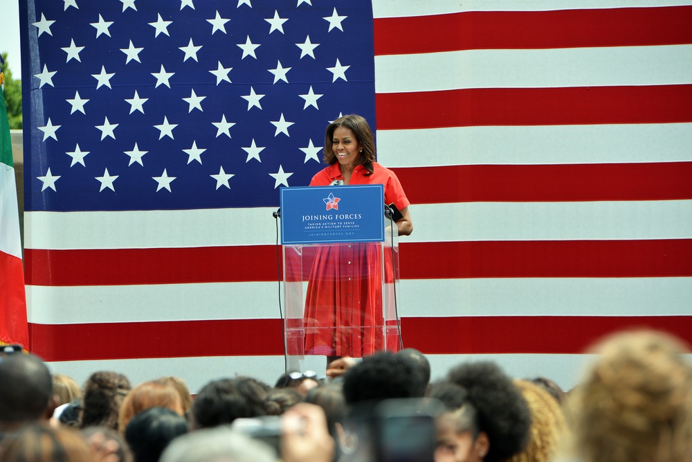 First lady Michelle Obama visits the US community in Vicenza, Italy