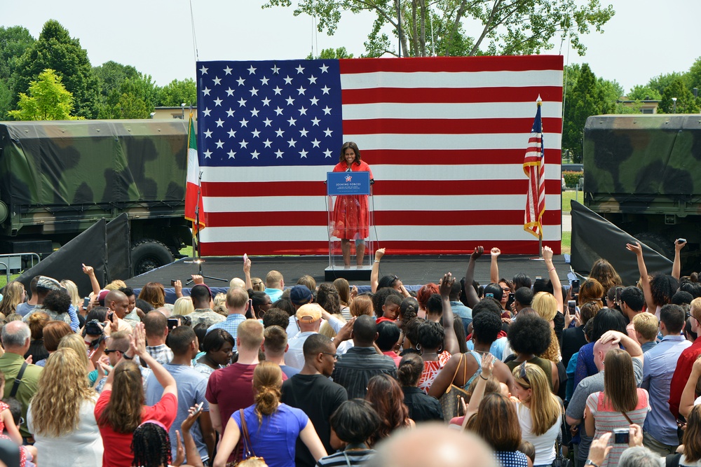 First lady Michelle Obama visits the US community in Vicenza, Italy