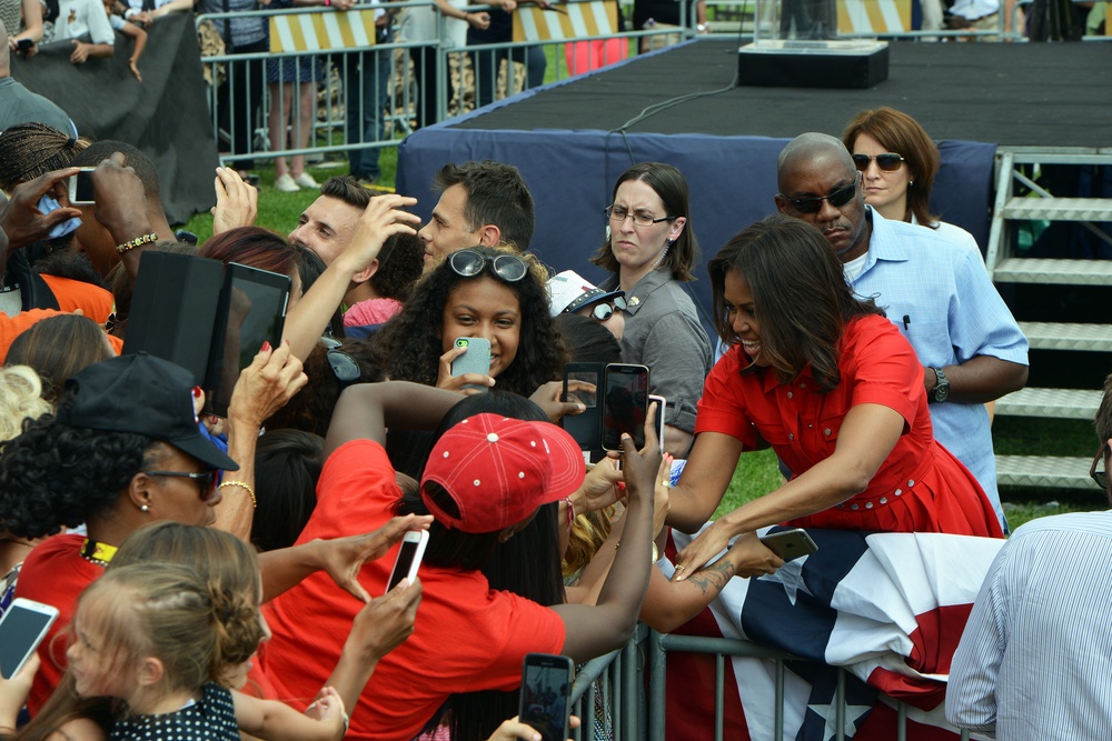 First lady Michelle Obama visits the US community in Vicenza, Italy