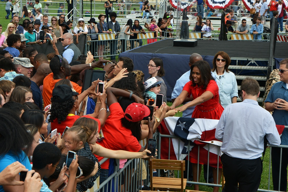 First lady Michelle Obama visits the US community in Vicenza, Italy