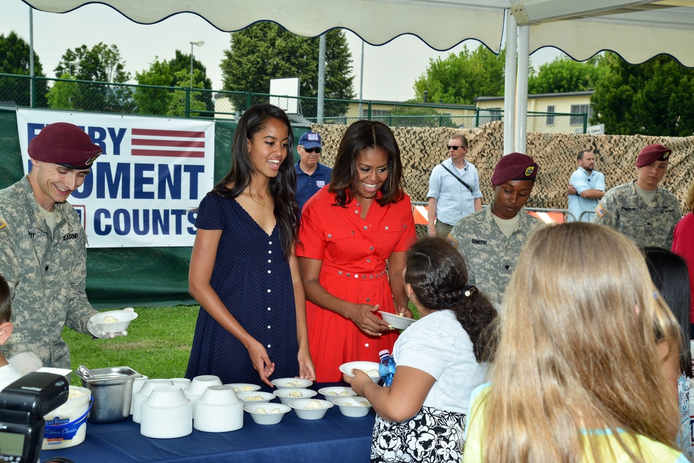 First lady Michelle Obama visits the US community in Vicenza, Italy