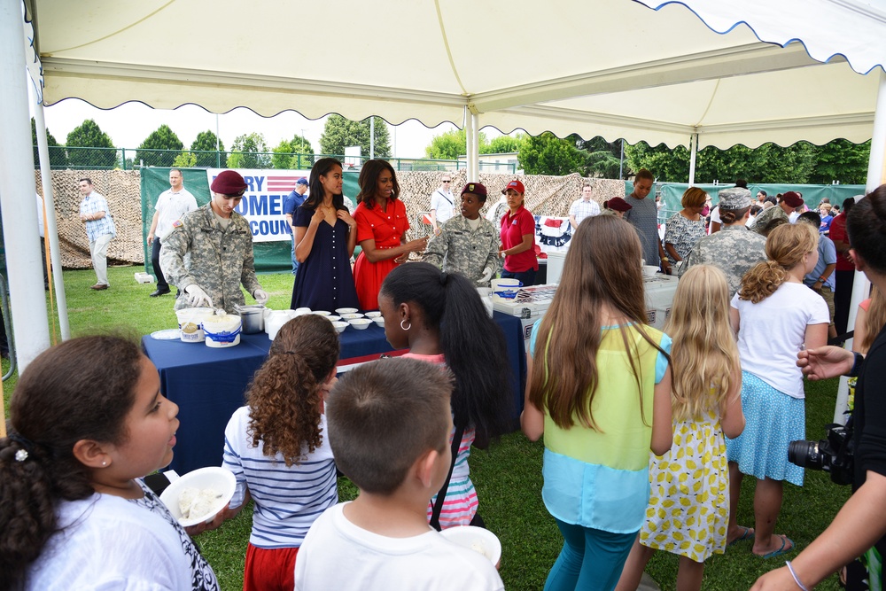 First lady Michelle Obama visits the US community in Vicenza, Italy