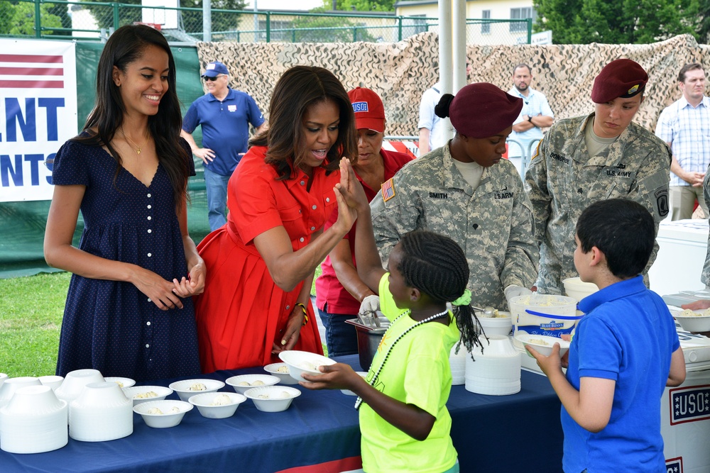 First lady Michelle Obama visits the US community in Vicenza, Italy