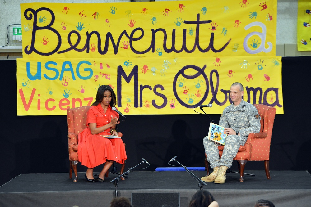 First lady Michelle Obama visits the US community in Vicenza, Italy