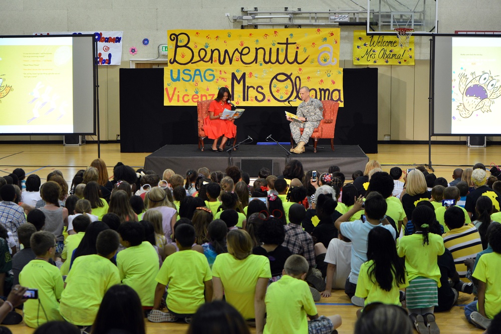 First lady Michelle Obama visits the US community in Vicenza, Italy