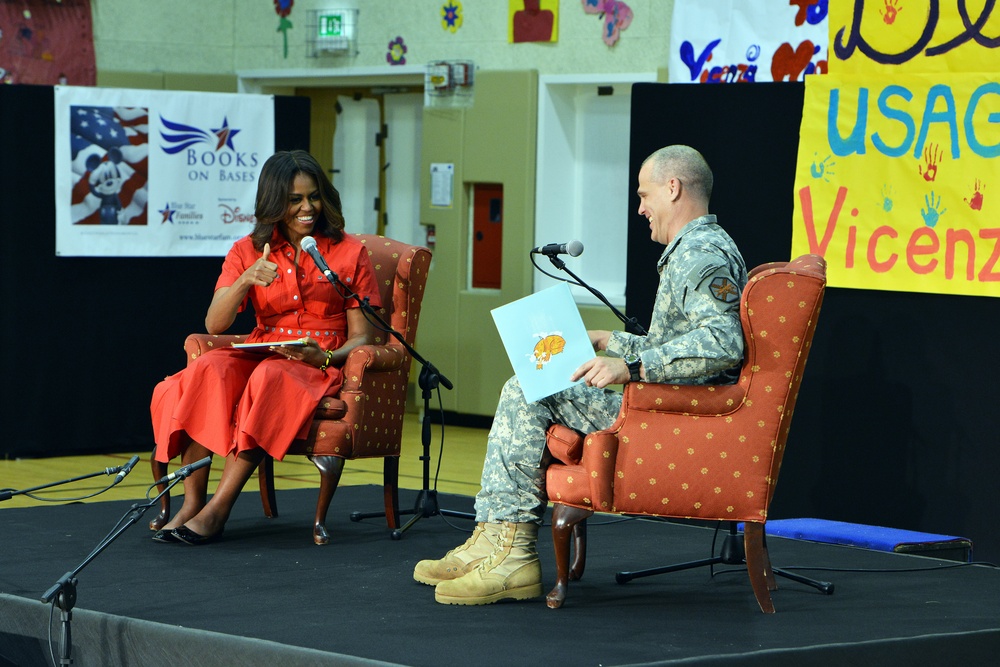 First lady Michelle Obama visits the US community in Vicenza, Italy