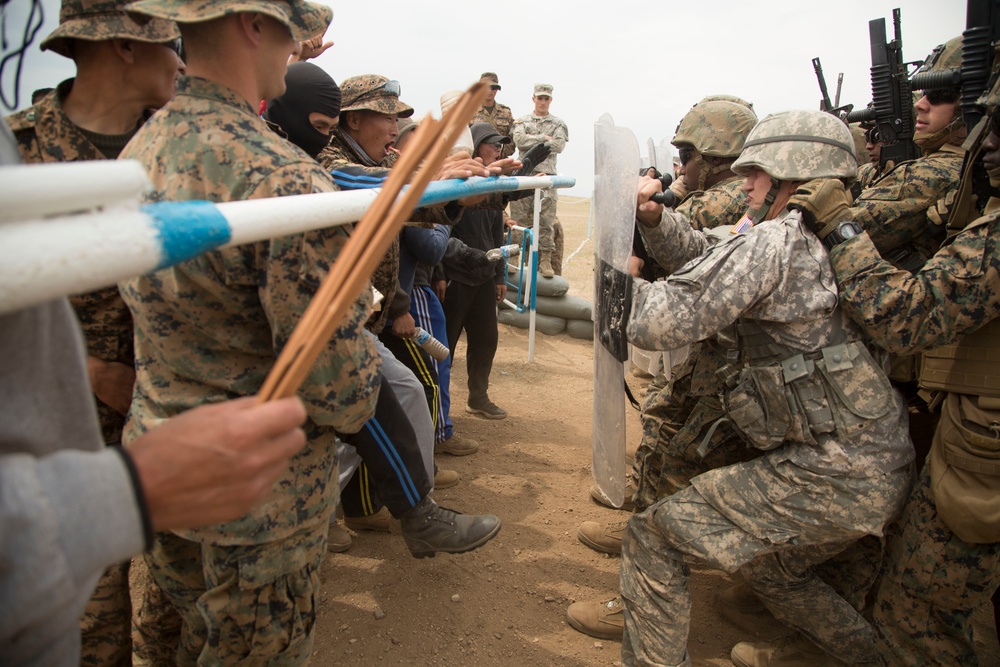 Army, Marines conduct riot control exercise during Khaan Quest