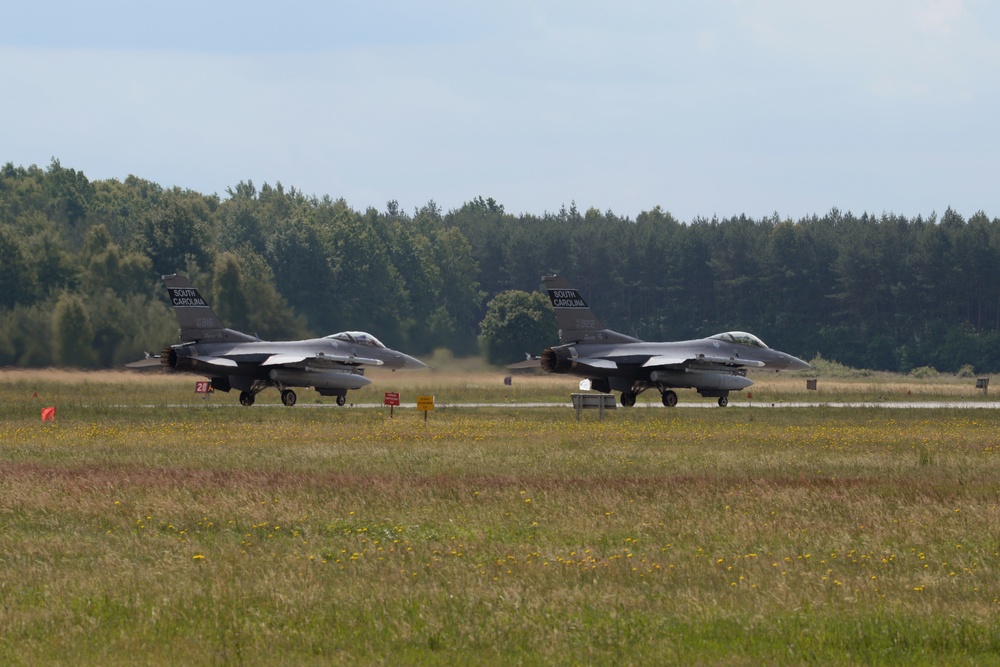 F-16s prepare to launch for Exercise Ramstein Guard