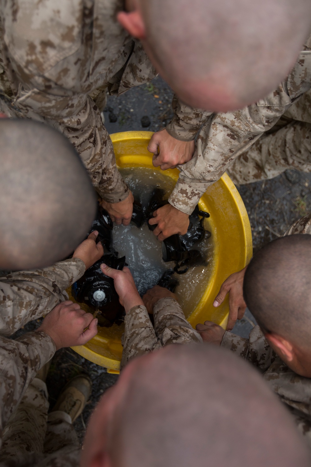 Marine recruits breathe easy in gas chamber on Parris Island