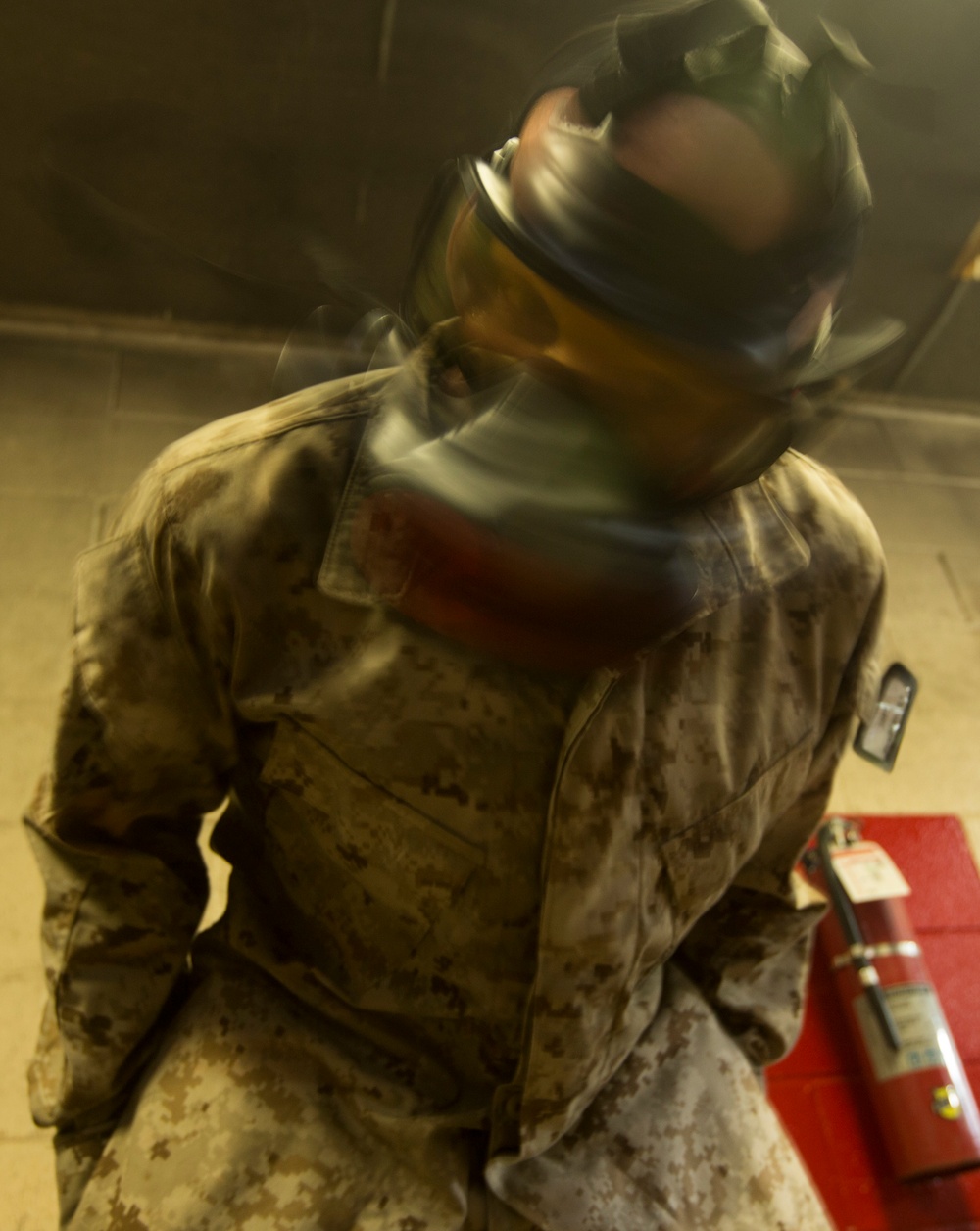 Marine recruits breathe easy in gas chamber on Parris Island