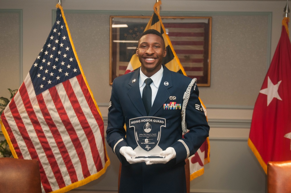 Senior Airman Daniel Generette receives Honor Guardsman of the Year Award