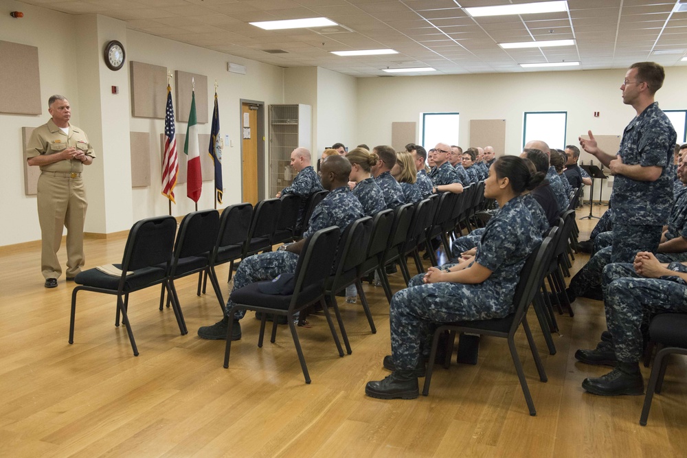 Chief of Staff, US Naval Forces Europe-Africa, speaks with US Naval Forces Europe Band