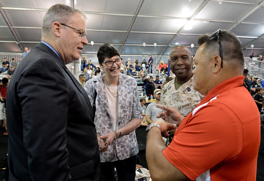 DSD Bob Work and his wife attend the 2015 Defense Department Warrior Games shooting competition