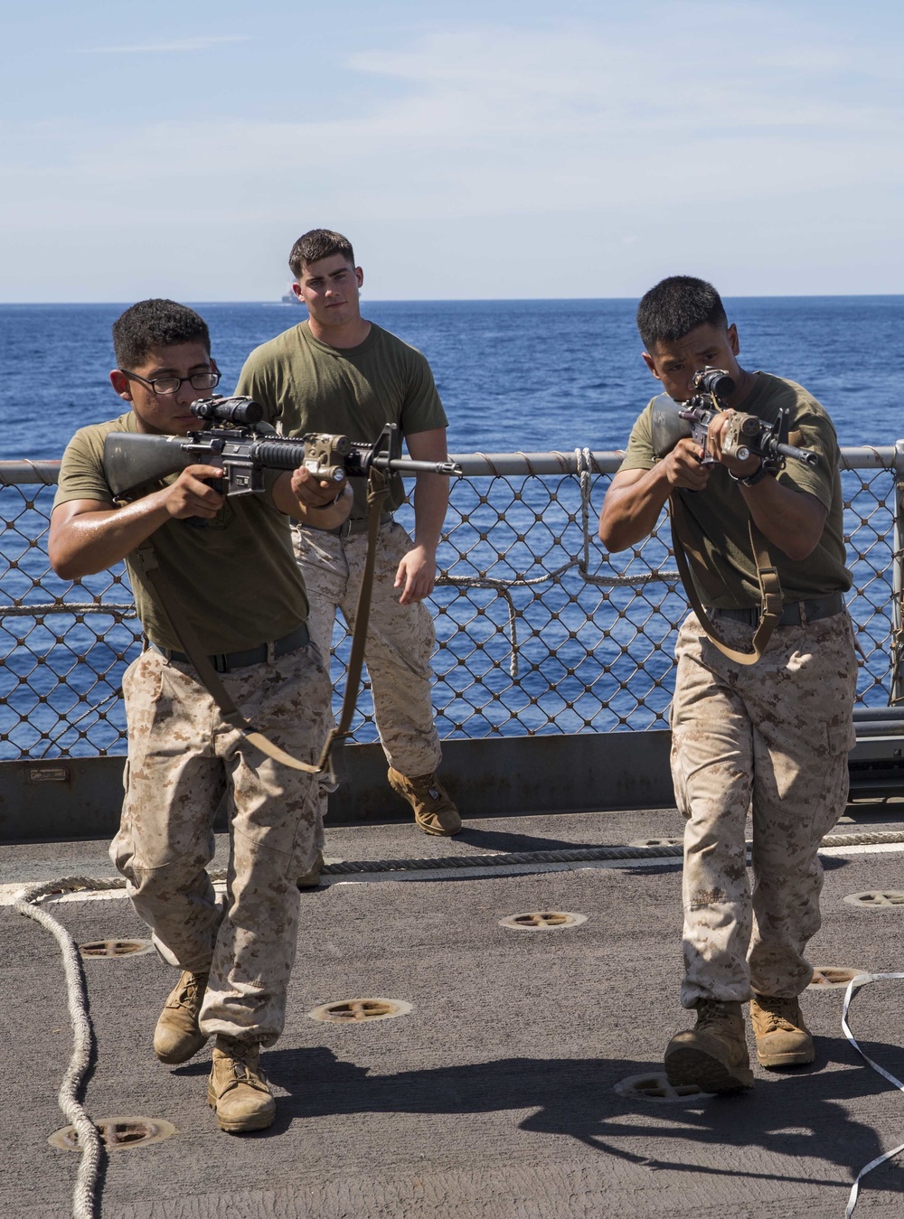 U.S. Marines embark on the USNS Sacagawea to begin Exercise Koa Moana 15.2