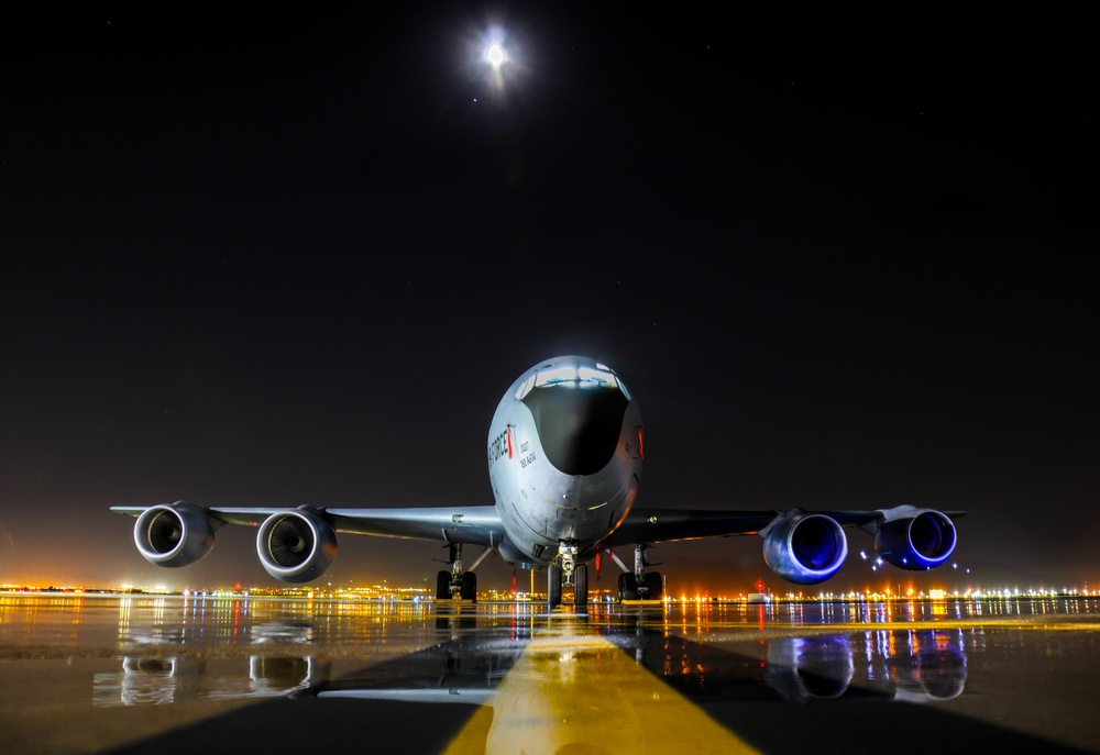 KC-135R moonlight over Utah Air National Guard