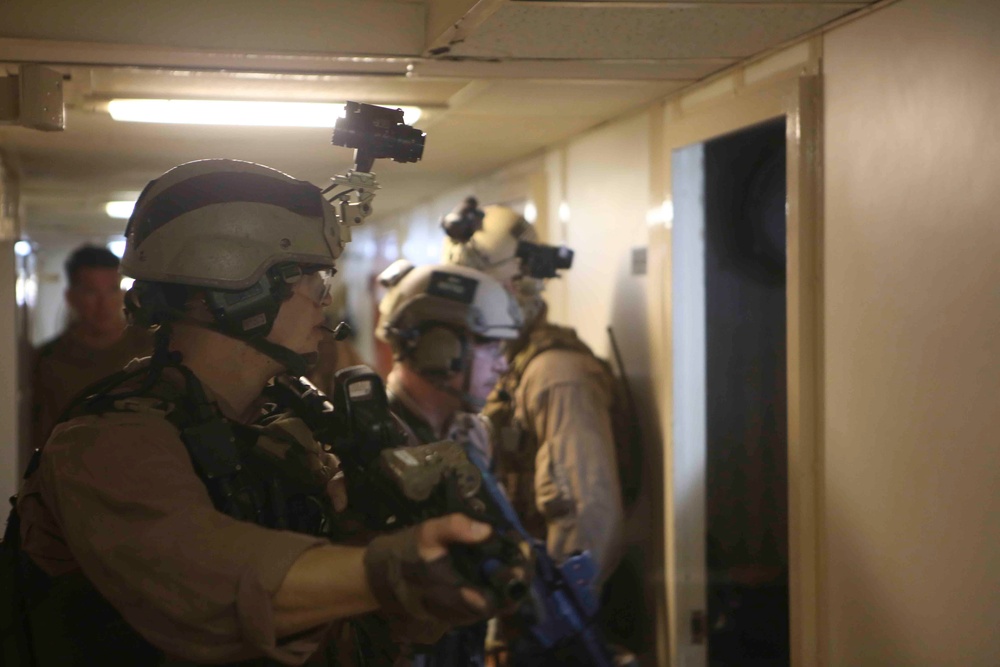 Marines with the 26th MEU conduct a visit, board, search, and seizure off the East Coast of the United States