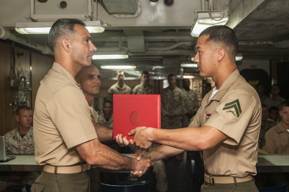 Leadership by example: U.S. Marines graduate Corporals Course aboard Rushmore