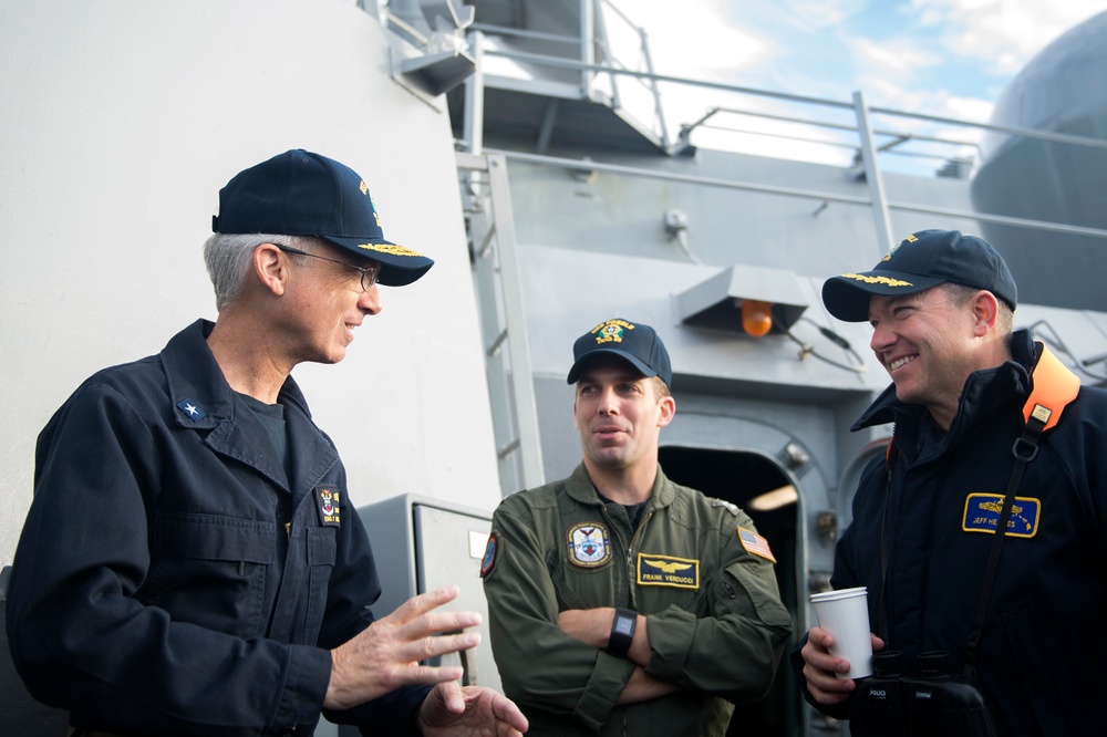 USS Preble’s port exit and distinguished visitor visit