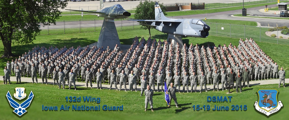 Members of the 132nd Wing gather for group photo