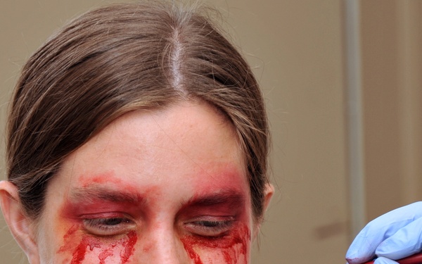 LAAFB exercise volunteers prep for an earthquake drill