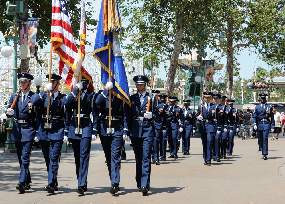 United States Air Force Honor Guard performs at Disneyland