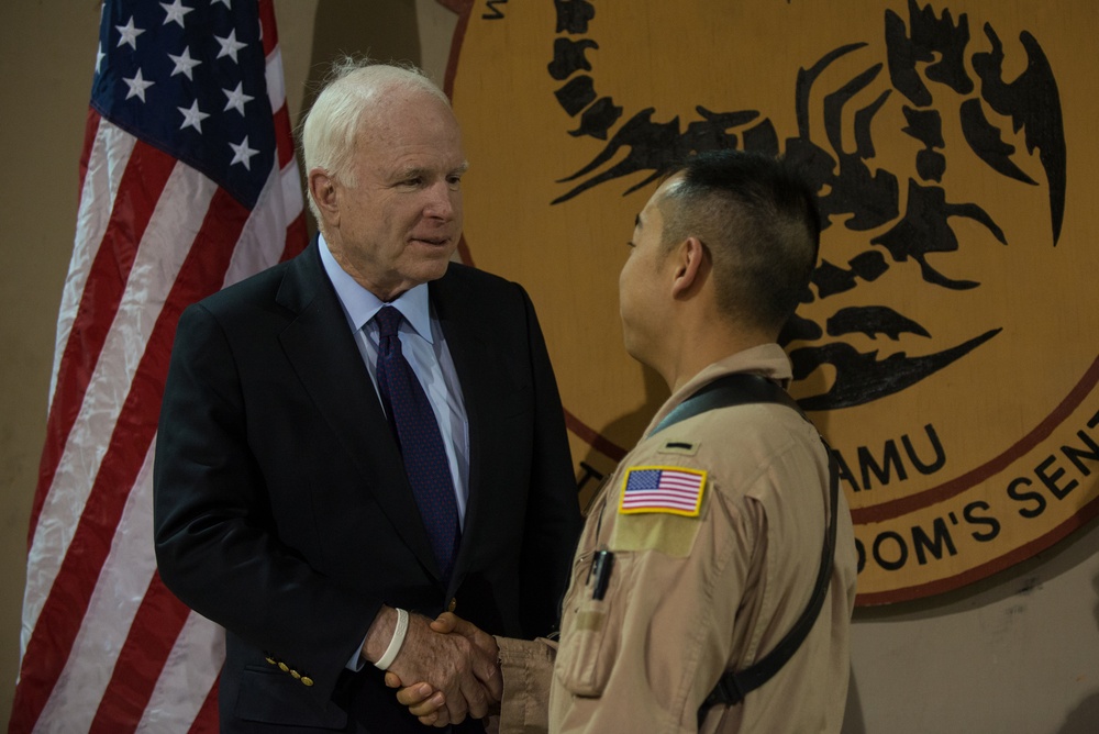 Sen. McCain visits BAF on Independence Day