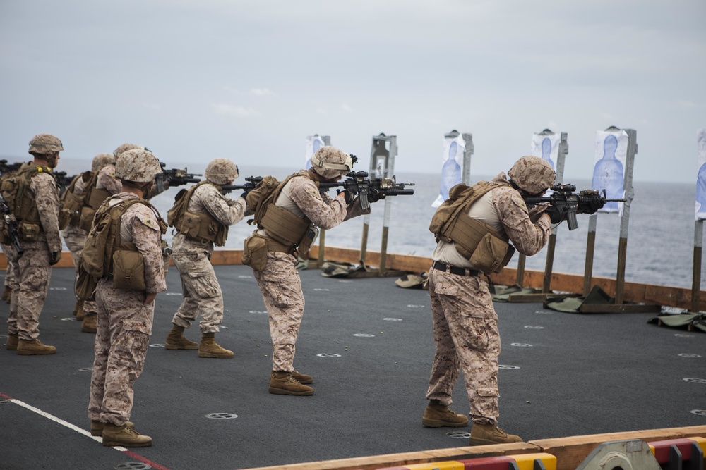 Marksmanship Training aboard the USS Bonhomme Richard (LHD 6)