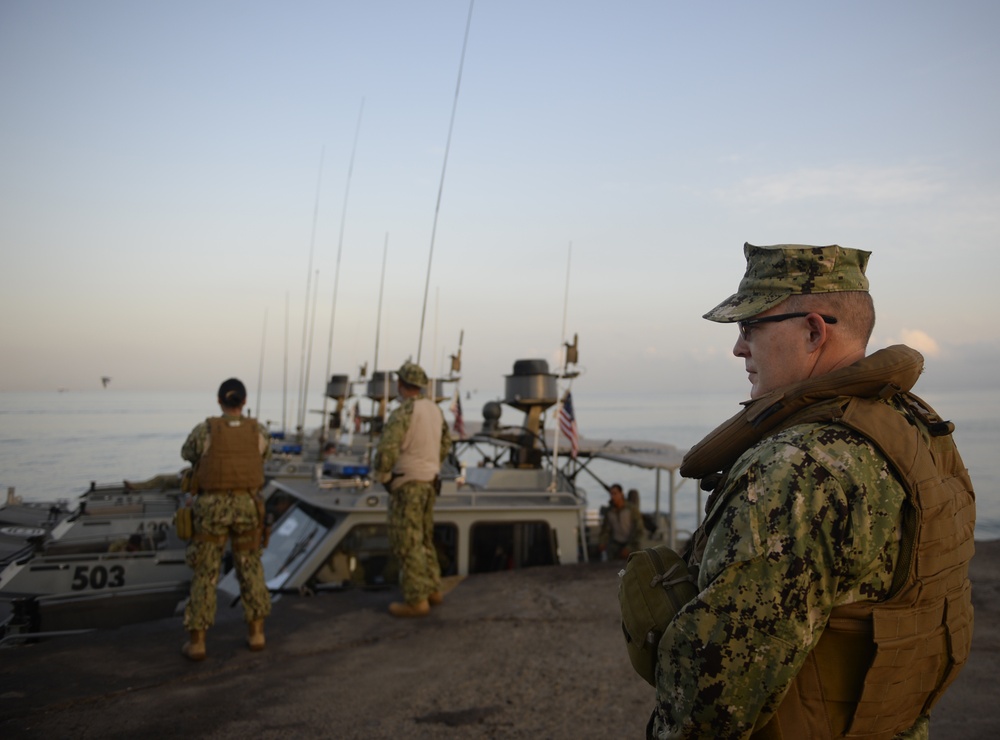 US Navy Sailors with the Coastal Riverine Squadron One patrol the waters of East Africa