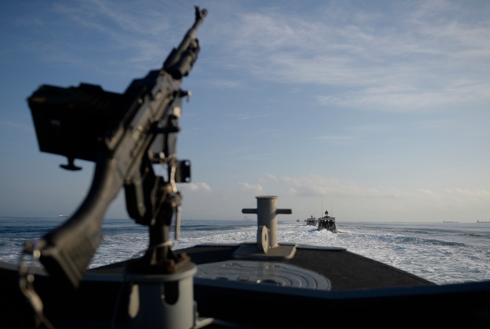 US Navy Sailors with the Coastal Riverine Squadron One patrol the waters of East Africa