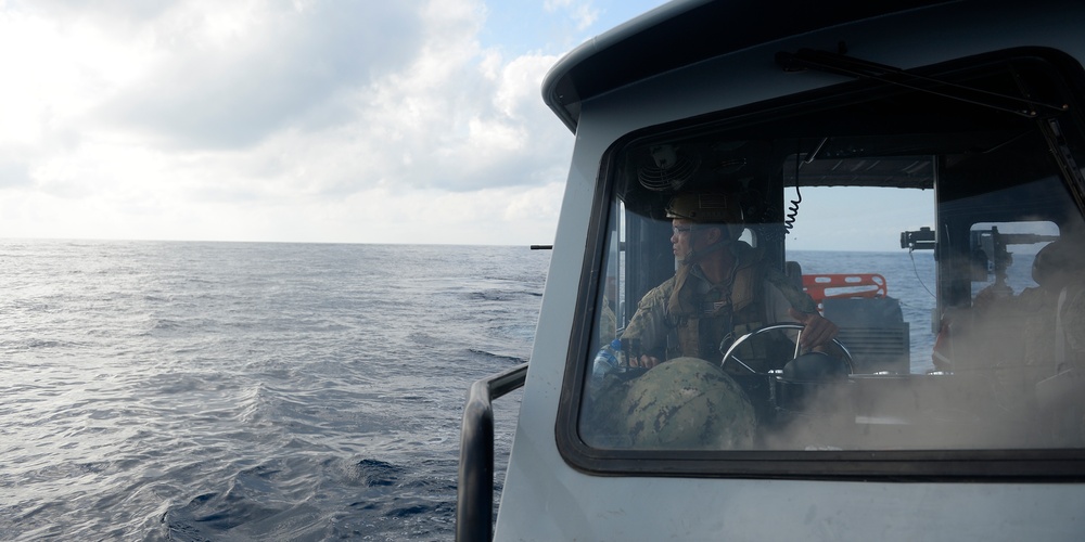 US Navy Sailors with the Coastal Riverine Squadron One patrol the waters of East Africa