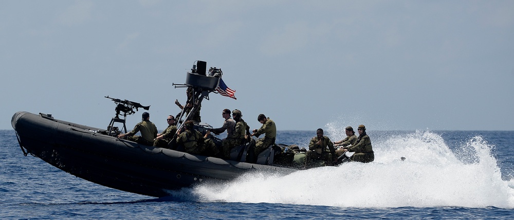 U.S. Navy Sailors with the Coastal Riverine Squadron One patrol the waters of East Africa