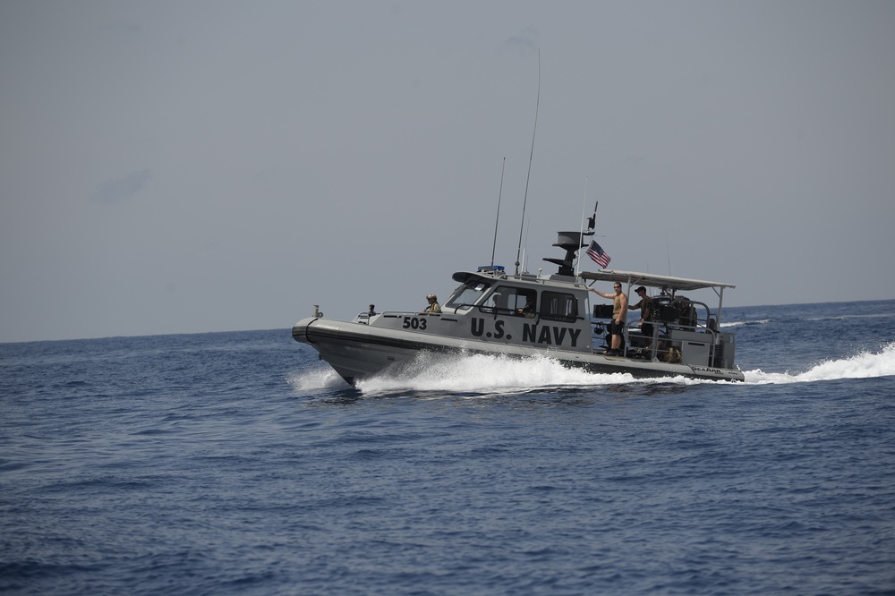 US Navy Sailors with the Coastal Riverine Squadron One patrol the waters of East Africa