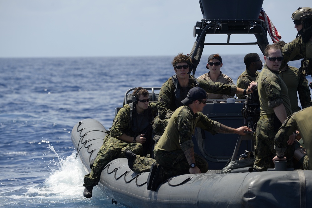 US Navy Sailors with the Coastal Riverine Squadron One patrol the waters of East Africa