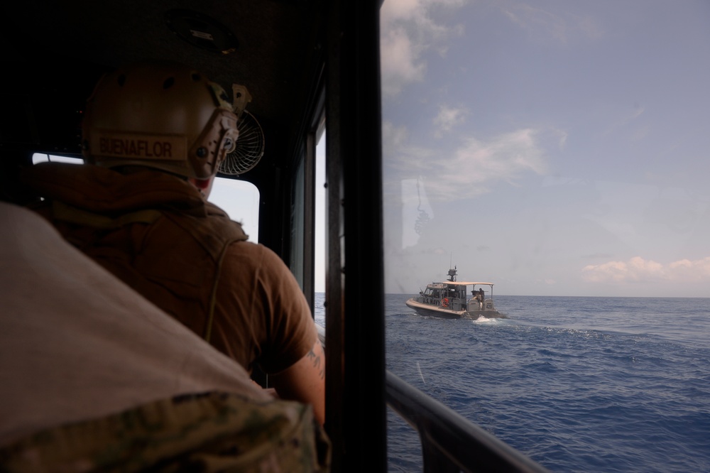 US Navy Sailors with the Coastal Riverine Squadron One patrol the waters of East Africa