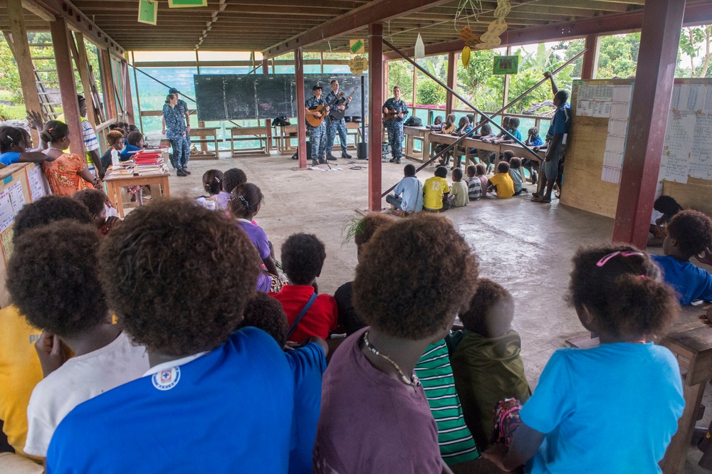Pacific Fleet Band plays for students in Papua New Guinea during Pacific Partnership 2015
