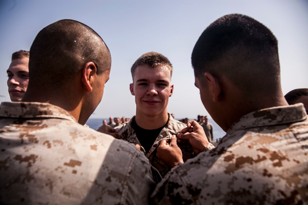 USS Essex: U.S. Marines celebrate July promotions