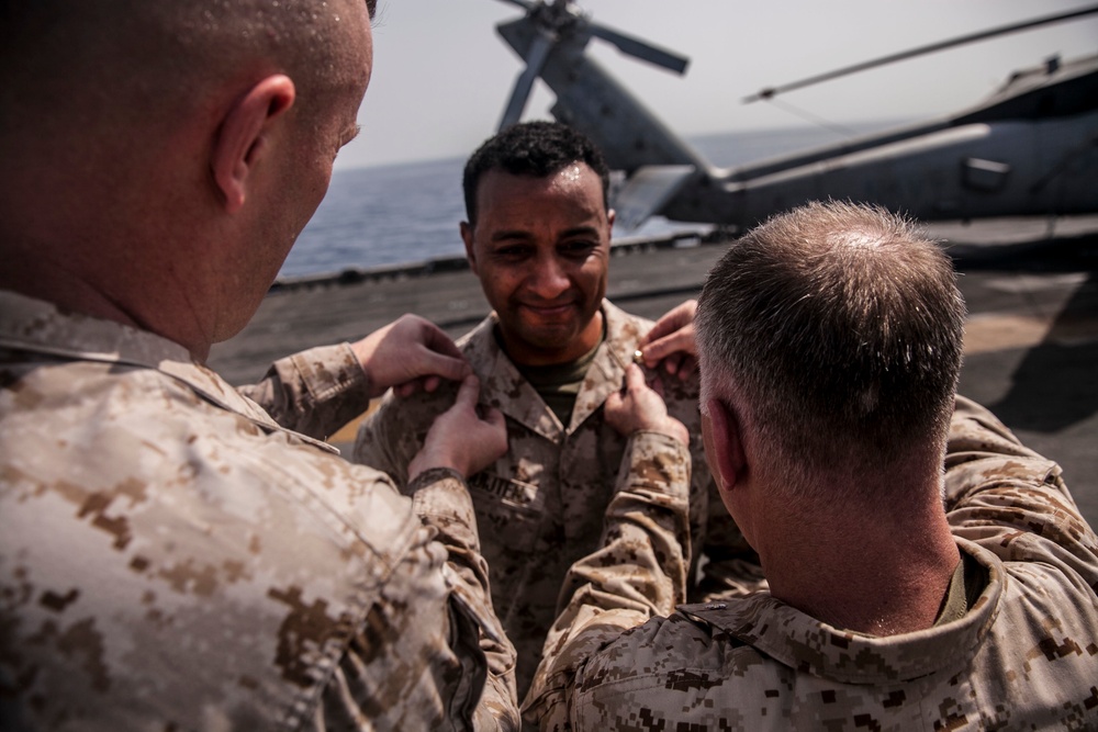 USS Essex: U.S. Marines celebrate July promotions