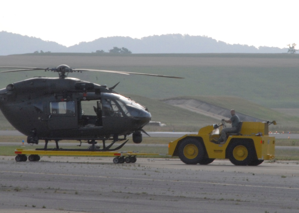 Helicopter takeoff for training mission
