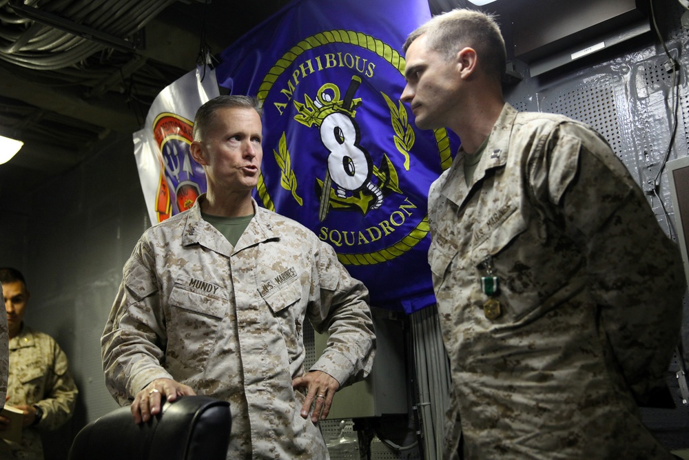 Task Force 51 Commander visits USS Iwo Jima in Jordan