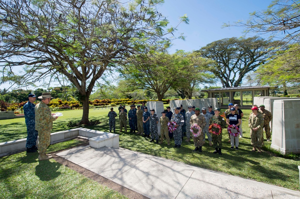 Service members render honors to fallen at the Rabaul War Cemetery