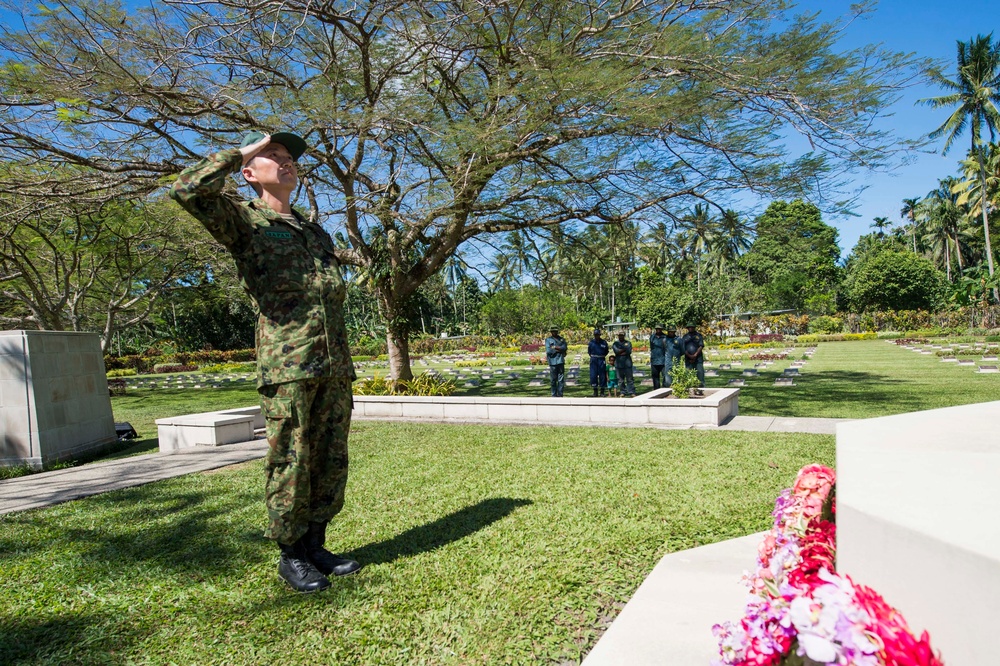 Service members render honors to fallen at the Rabaul War Cemetery