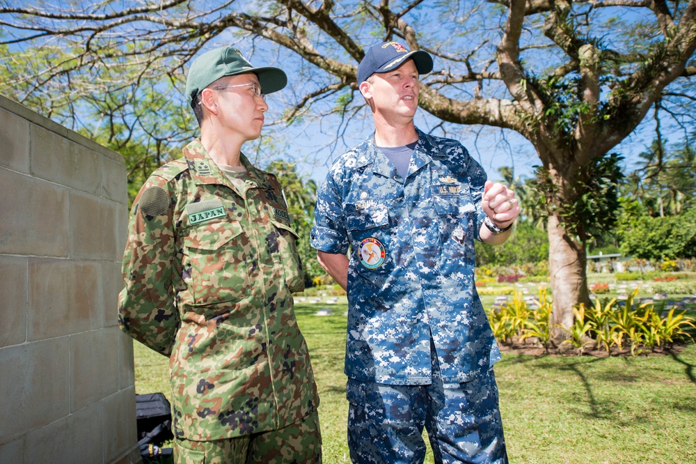 Service members render honors to fallen at the Rabaul War Cemetery