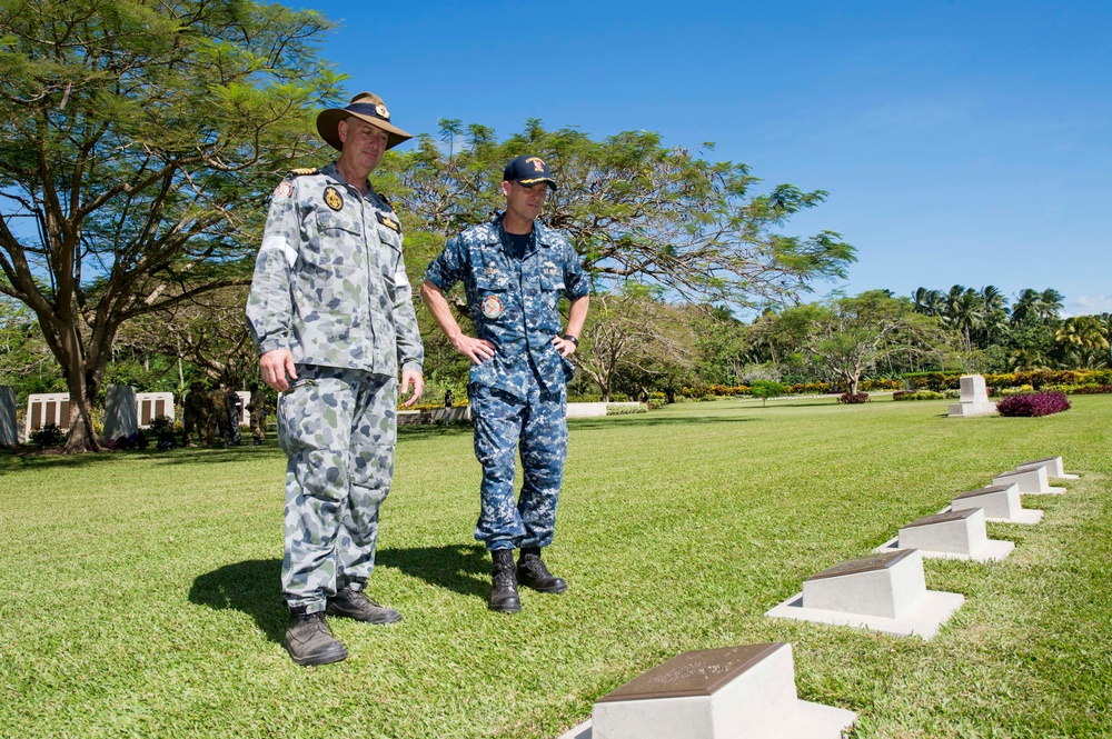 Service members render honors to fallen at the Rabaul War Cemetery