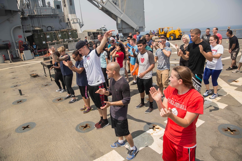 U.S. Marines, Sailors celebrate Independence Day aboard USS Rushmore