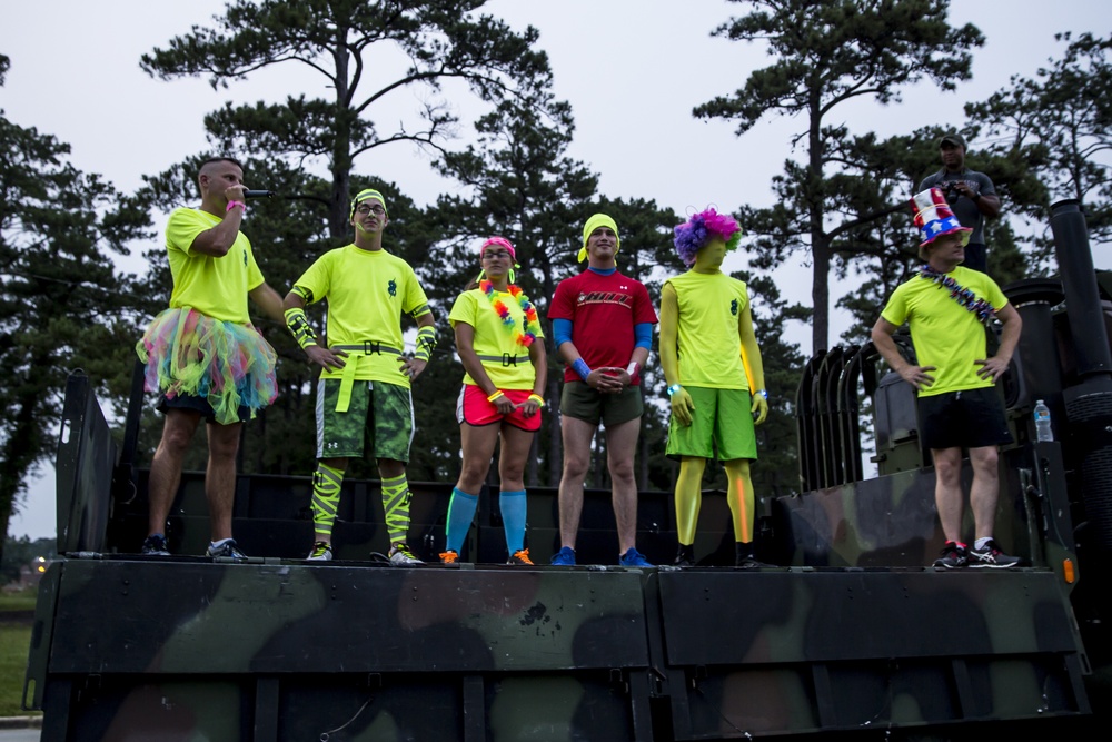 8th Communication Battalion Marines build camaraderie, promote family readiness through Glow Run