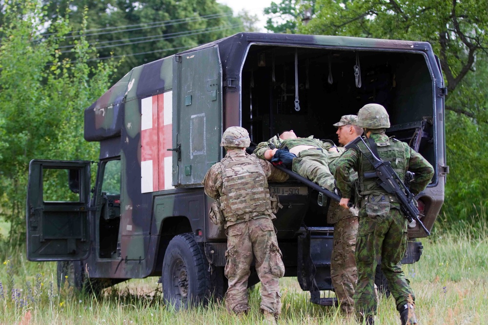 Dog Company trains for medevac in Lithuania