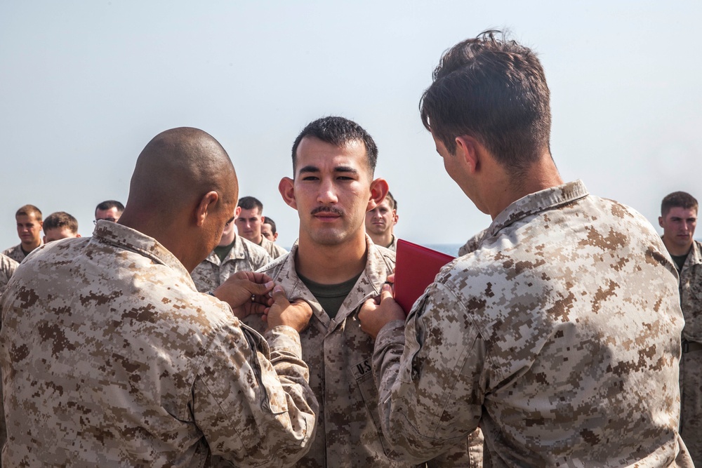 Earned, Never Given: U.S. Marines get promoted aboard the USS Rushmore