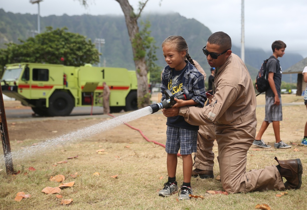 Cooling down with Aircraft Rescue and Firefighting Marines