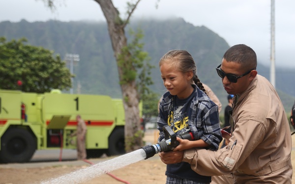 Cooling down with Aircraft Rescue and Firefighting Marines